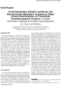 Cover page: Acute respiratory distress syndrome and non-occlusive mesenteric ischemia as major clinical manifestations of thrombotic thrombocytopenic purpura: Complete remission following exchange plasmapheresis