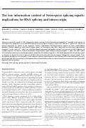 Cover page: The low information content of Neurospora splicing signals: implications for RNA splicing and intron origin