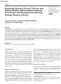 Cover page: Reporting Intimate Partner Violence and Sexual Assault: A Mixed Methods Study of Concerns and Considerations Among College Women of Color