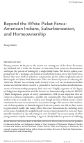 Cover page: Beyond the White Picket Fence: American Indians, Suburbanization, and Homeownership