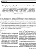 Cover page: Strong dependence of Type Ia supernova standardization on the local specific star formation rate⋆