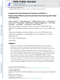 Cover page: Unexpected Transcriptional Programs Contribute to Hippocampal Memory Deficits and Neuronal Stunting after Early-Life Adversity.