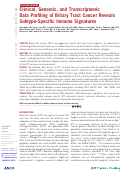 Cover page: Clinical, Genomic, and Transcriptomic Data Profiling of Biliary Tract Cancer Reveals Subtype-Specific Immune Signatures