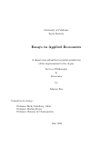 Cover page of Essays in Applied Economics
