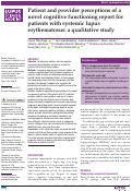 Cover page: Patient and provider perceptions of a novel cognitive functioning report for patients with systemic lupus erythematosus: a qualitative study.