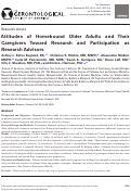 Cover page: Attitudes of Homebound Older Adults and Their Caregivers Toward Research and Participation as Research Advisors.