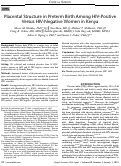 Cover page: Placental Structure in Preterm Birth Among HIV-Positive Versus HIV-Negative Women in Kenya