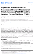 Cover page: Expression and Purification of Recombinant Human Mitochondrial RNA Polymerase (POLRMT) and the Initiation Factors TFAM and TFB2M.