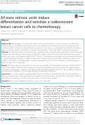 Cover page: All-trans retinoic acids induce differentiation and sensitize a radioresistant breast cancer cells to chemotherapy