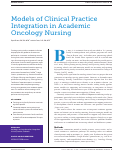 Cover page: Models of Clinical Practice Integration in Academic Oncology Nursing