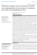Cover page: Preliminary support for the construct of health care empowerment in the context of treatment for human immunodeficiency virus