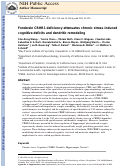 Cover page: Forebrain CRHR1 deficiency attenuates chronic stress-induced cognitive deficits and dendritic remodeling