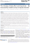 Cover page: The interplay of daily affect and impulsivity measured by mobile surveys in bipolar disorder