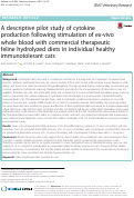 Cover page: A descriptive pilot study of cytokine production following stimulation of ex-vivo whole blood with commercial therapeutic feline hydrolyzed diets in individual healthy immunotolerant cats.