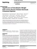 Cover page: Significance of Interdialytic Weight Gain versus Chronic Volume Overload: Consensus Opinion