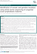 Cover page: Identification of somatic and germline mutations using whole exome sequencing of congenital acute lymphoblastic leukemia