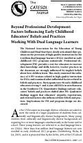 Cover page: "Beyond Professional Development: Factors Influencing Early Childhood Educators’ Beliefs and Practices
Working With Dual Language Learners"