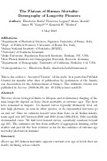 Cover page: The plateau of human mortality: Demography of longevity pioneers