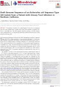 Cover page: Draft Genome Sequence of an Escherichia coli Sequence Type 420 Isolate from a Patient with Urinary Tract Infection in Northern California