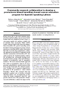 Cover page: Community research collaboration to develop a promotores-based hereditary breast cancer education program for Spanish-speaking Latinas