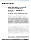 Cover page: Experimental and clinical data analysis for identification of COVID-19 resistant ACE2 mutations.