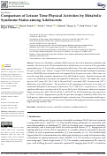 Cover page: Comparison of Leisure Time Physical Activities by Metabolic Syndrome Status among Adolescents