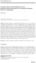 Cover page: Encrypted objects and decryption processes: problem-solving with functions in a learning environment based on cryptography