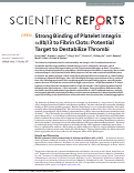 Cover page: Strong Binding of Platelet Integrin αIIbβ3 to Fibrin Clots: Potential Target to Destabilize Thrombi