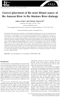Cover page: Correct placement of the most distant source of the Amazon River in the Mantaro River drainage
