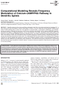 Cover page: Computational Modeling Reveals Frequency Modulation of Calcium-cAMP/PKA Pathway in Dendritic Spines