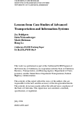 Cover page: Lessons From Case Studies Of Advanced Transportation And Information Systems