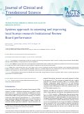 Cover page: Systems approach to assessing and improving local human research Institutional Review Board performance