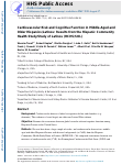 Cover page: Cardiovascular Risk and Cognitive Function in Middle-Aged and Older Hispanics/Latinos: Results from the Hispanic Community Health Study/Study of Latinos (HCHS/SOL).