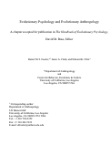 Cover page: Evolutionary psychology and evolutionary anthropology