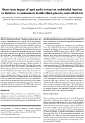 Cover page: Short-term impact of aged garlic extract on endothelial function in diabetes: A randomized, double-blind, placebo-controlled trial