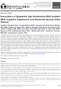 Cover page: Association of Epigenetic Age Acceleration with Incident Mild Cognitive Impairment and Dementia Among Older Women