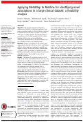 Cover page: Applying MetaMap to Medline for identifying novel associations in a large clinical dataset: a feasibility analysis.