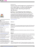 Cover page: Tuberculosis and foreign-born populations in the United States: A mixed methods pilot study of media reporting and political identification.