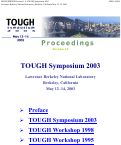 Cover page: TOUGH Symposium 2003, Proceedings 2.0 (CD-ROM)