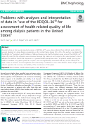 Cover page: Problems with analyses and interpretation of data in “use of the KDQOL-36™ for assessment of health-related quality of life among dialysis patients in the United States”