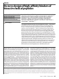 Cover page: De novo design of high-affinity binders of bioactive helical peptides.