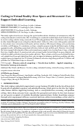 Cover page of Coding in Virtual Reality: How Space and Movement Can Support Embodied Learning
