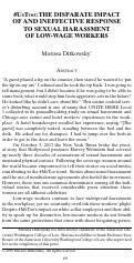 Cover page: #UsToo: The Disparate Impact of and Ineffective Response to Sexual Harassment of Low-Wage Workers