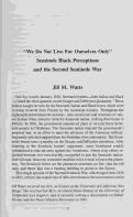 Cover page: "We Do Not Live For Ourselves Only" Seminole Black Perceptions and the Second Seminole War