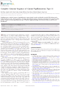 Cover page: Complete Genome Sequence of Canine Papillomavirus Type 11