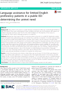 Cover page: Language assistance for limited English proficiency patients in a public ED: determining the unmet need.