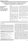 Cover page: Developmental antecedents of abnormal eating attitudes and behaviors in adolescence