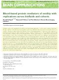 Cover page: Blood-based protein mediators of senility with replications across biofluids and cohorts