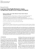 Cover page: Long-Term Body Weight Maintenance among StrongWomen–Healthy Hearts Program Participants