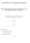Cover page of When Not Knowing Matters: Information and Morality in Economic Decisions